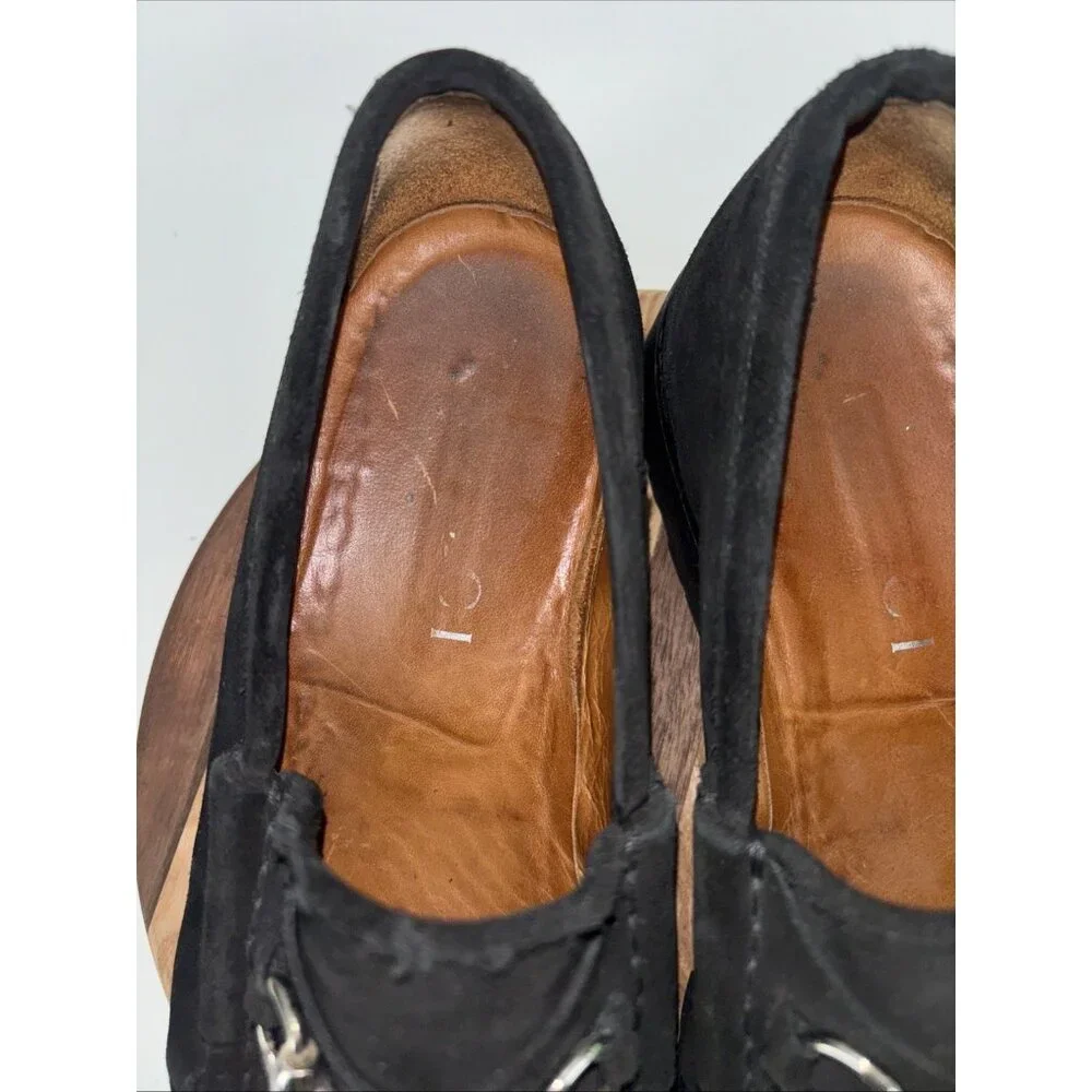 Gucci Men horsebit Loafers slipon US8 1/2D Black suede lug sole solid Gorgeous - Picture 8 of 16